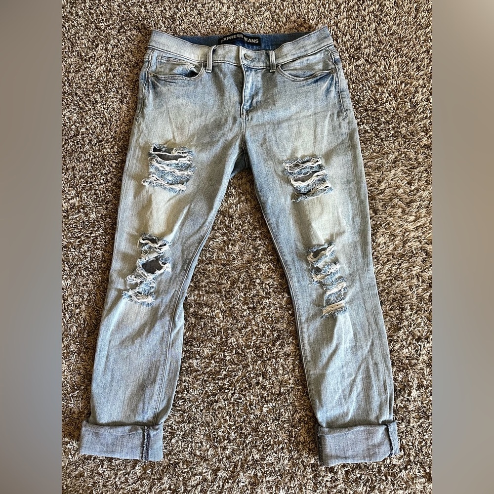 Express Distressed Skinny Jeans
